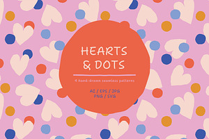 Hearts & Dots seamless patterns