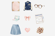 Back to School Aesthetic Clipart, a Seasonal Illustration by Tanya Kart (Thumbnail 5 of 11)