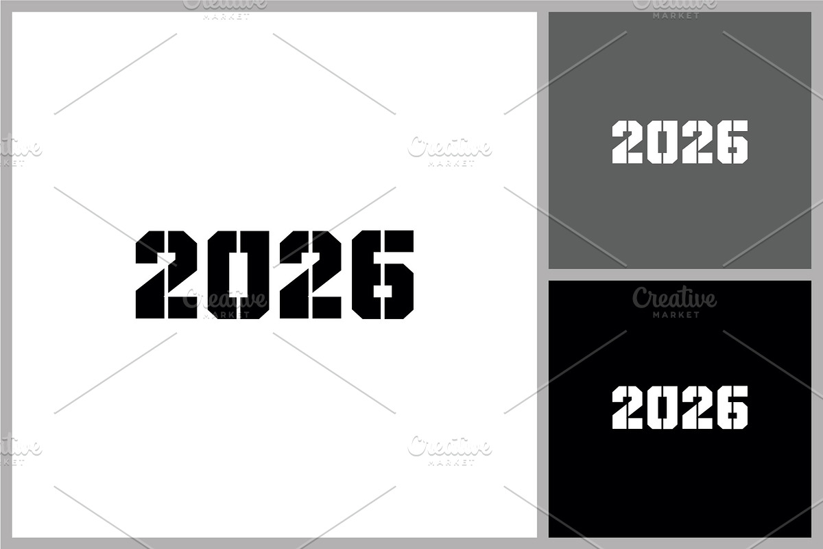 2026 Year Text Icon for New Year, a Branding & Logo Template by quadrazo
