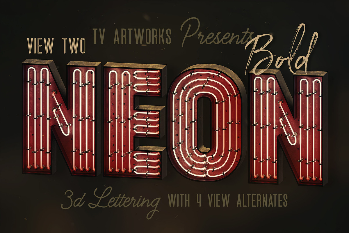 Bold Neon 3D Lettering, a Graphic by TVartworks (Photo 2 of 16)
