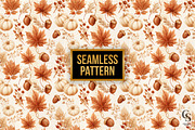 Fall Glitter Leaves & Pumpkins Paper, a Pattern Graphic by Creative Store (Thumbnail 4 of 5)