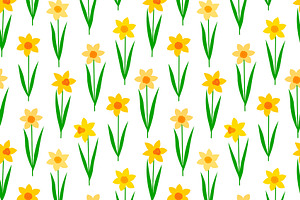 Daffodils Flowers Seamless Patterns