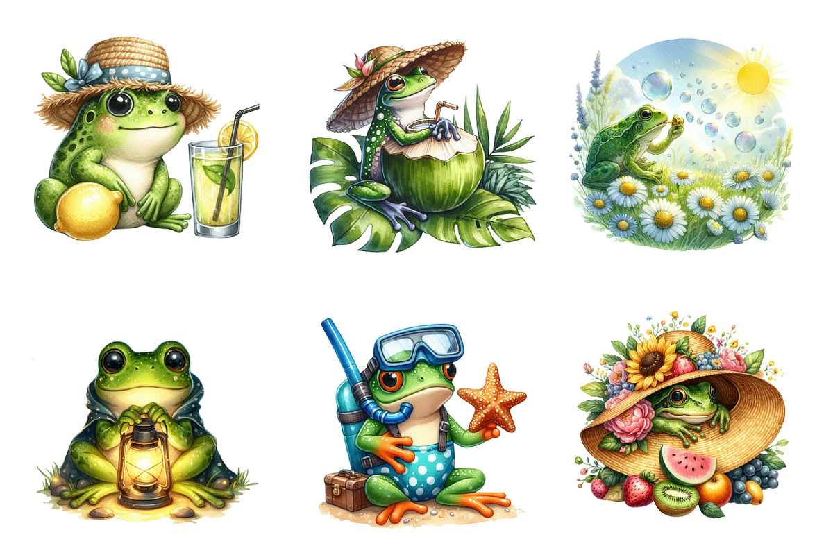 Summer Frogs Clipart, an Illustration by SinaCreation (Photo 4 of 5)