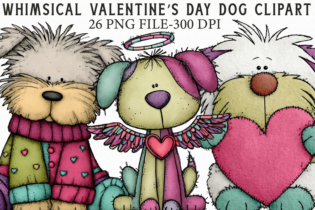 Whimsical Valentine’s Day Dog Clipar, an Illustration by Libby Wishes (Photo 1 of 7)