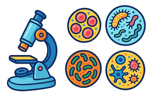 Microscope and microbial life, an Illustration by ZinetroN