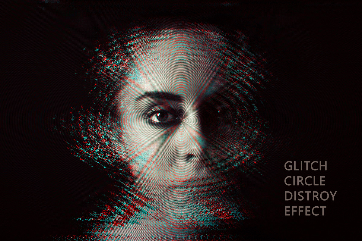 Glitch Circle Destroy Effect, an Action Add-On by liptouse (Photo 1 of 9)
