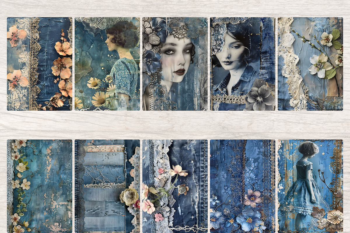 DENIM FANTASY JUNK JOURNAL PAGES, a Person Illustration by Daring Digies (Photo 3 of 8)