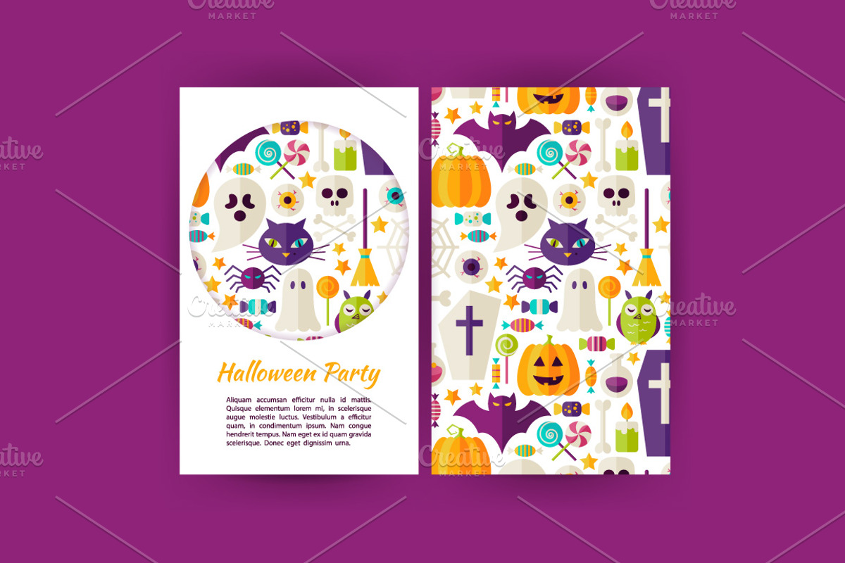 Halloween Party Vector Flat Banners, a Flyer Template by Anna_leni (Photo 2 of 6)