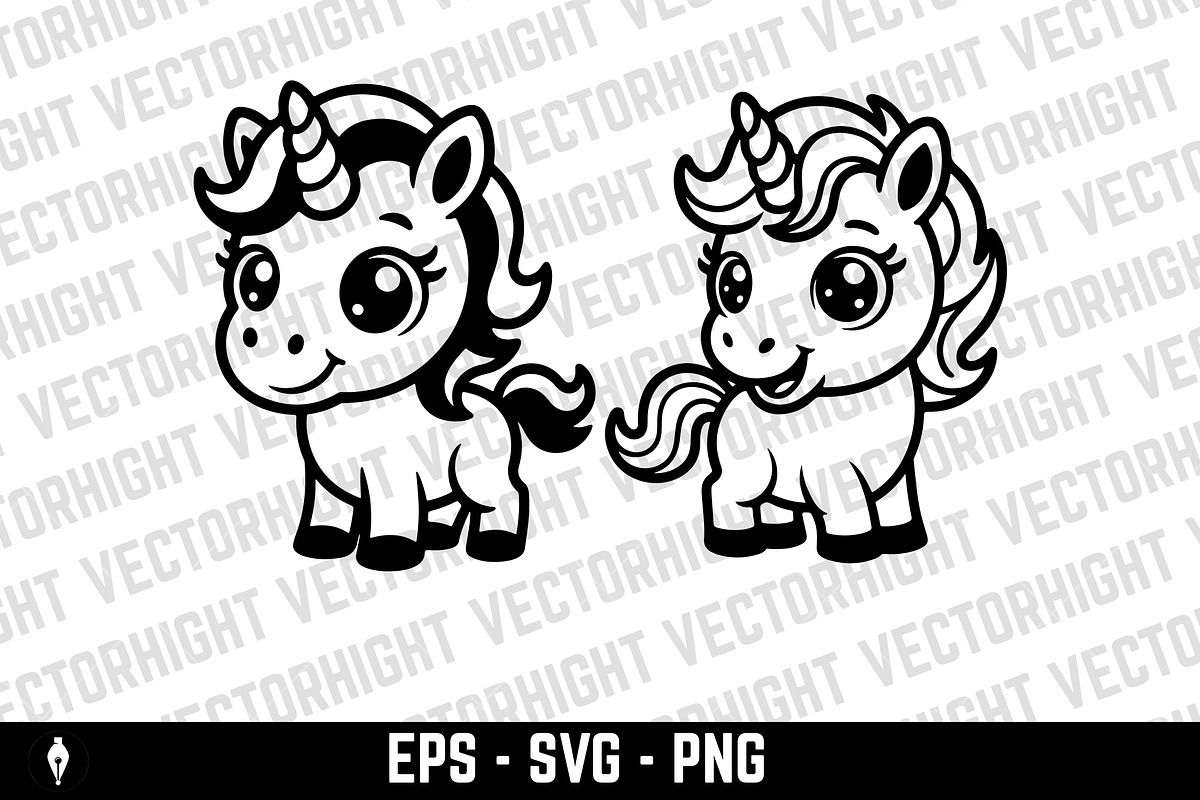 Adorable baby unicorn, an Animal Illustration by Vectorhight (Photo 2 of 5)