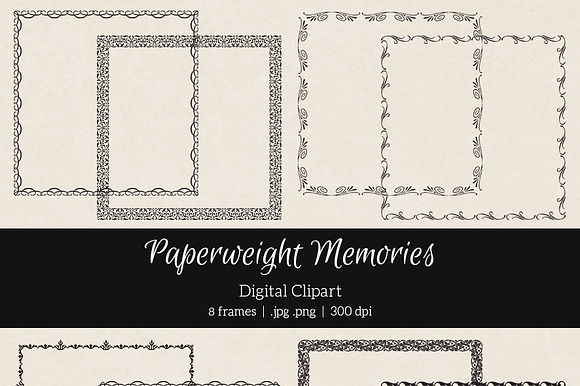 8 Square Swirly Frames - Clipart preview 2