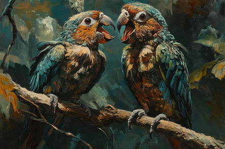 Close up of two colorful parrots com, a Photo by Iftikhar Alam