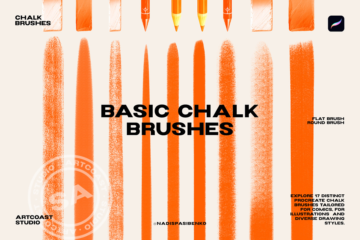 Procreate Basic Chalk Brushes, a Brush Add-On by Spasibenko Art (Photo 4 of 6)