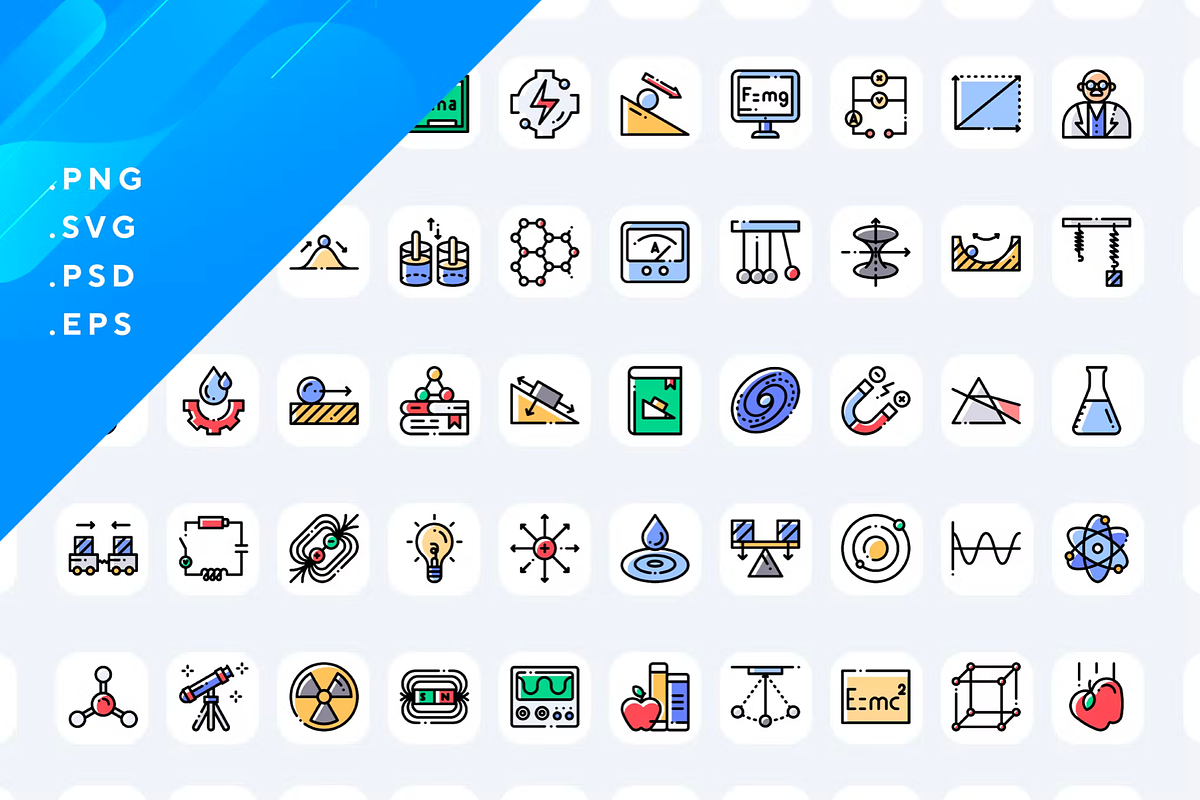 50 Physics Icons, an Outline Icon by Guapoo