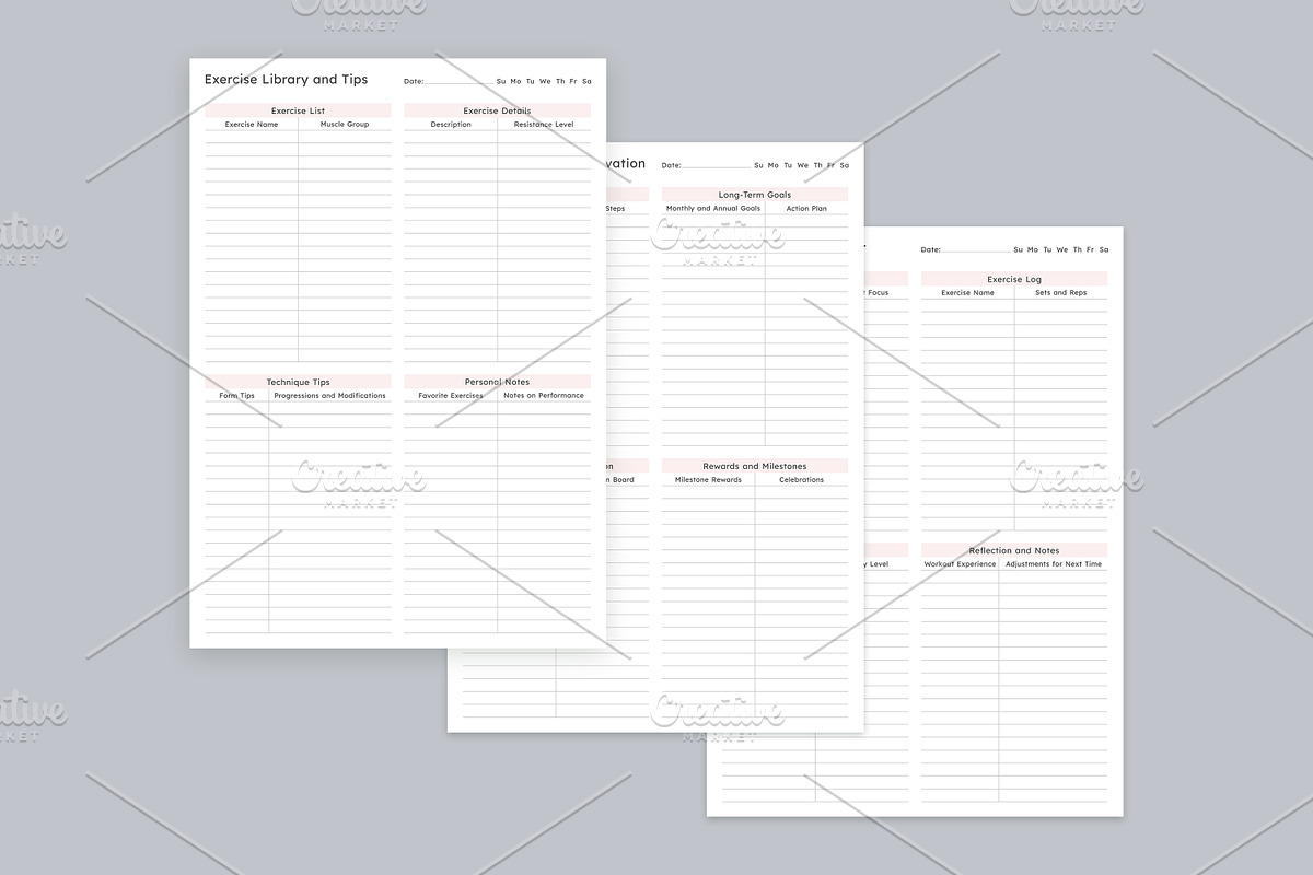 Fitness Planner Pages Set V-19, a Stationery Template by shahsoft (Photo 2 of 3)