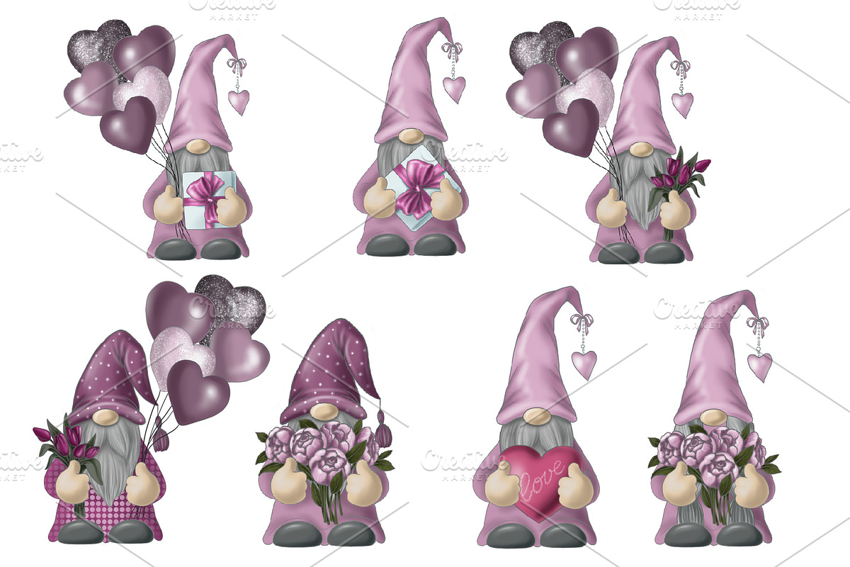 Valentine gnomes png clipart, an Illustration by KupalinaArt (Photo 2 of 5)