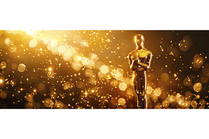 Oscar figurine on a gold background, an Illustration by yanadjana