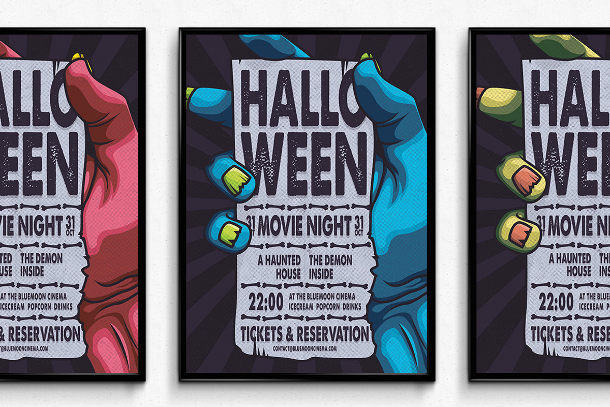 Halloween Movie Night Poster, a Flyer Template by SNK's