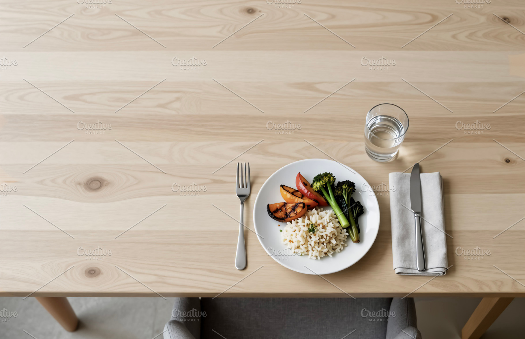 Minimalist Healthy Meal with Rice, a Photo by rarrarorro