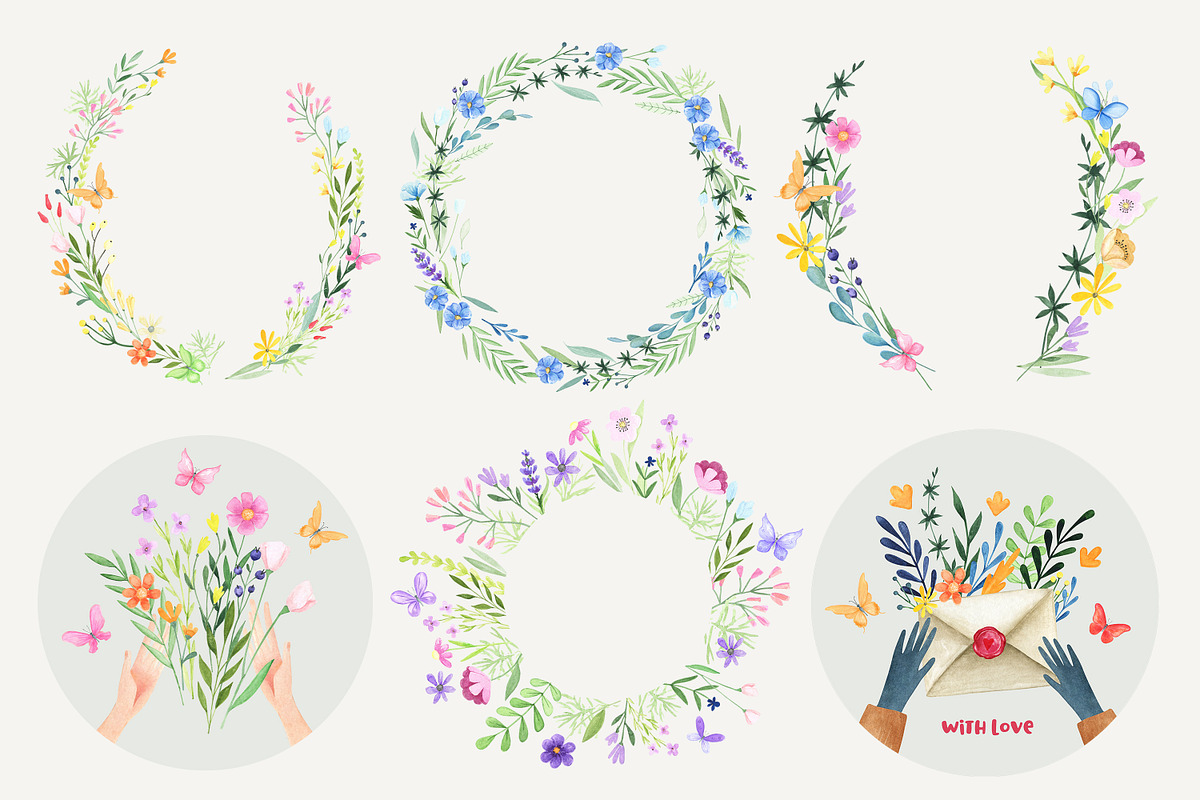 Watercolor Delicate Floral Kit, an Object Graphic by Naty Art (Photo 2 of 18)