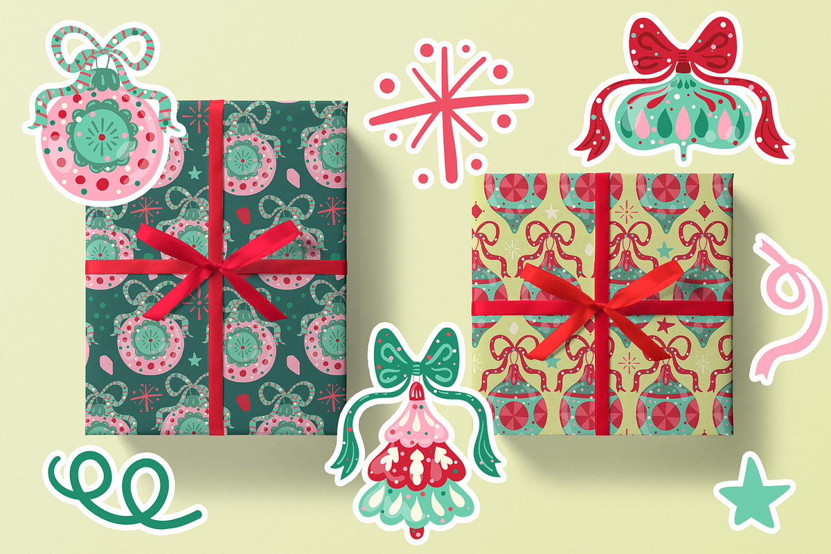Christmas ornaments confetti pattern, a Pattern Graphic by Carpet Tapete Pretzel (Photo 4 of 11)