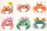Cute Floral Crab Clipart, an Illustration by Rose Art (Thumbnail 4 of 4)