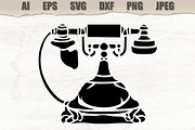 Stencil Vintage Telephone, a Decorative Illustration by MARYCRAFTIRIA (Thumbnail 1 of 3)