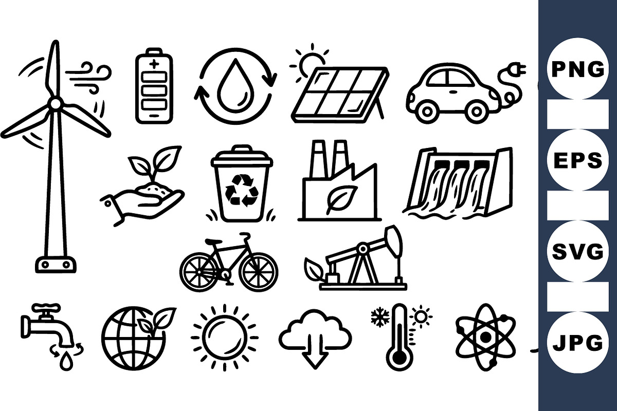 Eco Energy Icon Set SVG, an Illustration by designvectx (Photo 1 of 3)