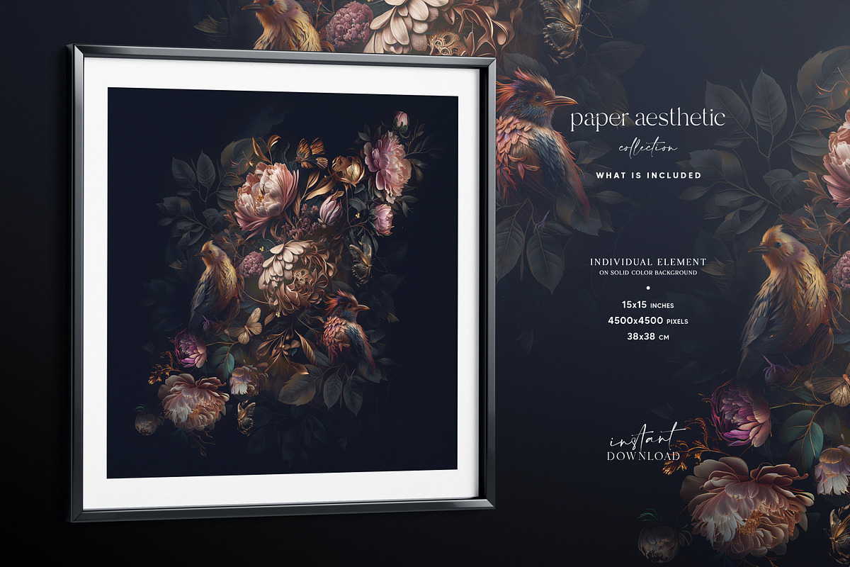 Gold Pastel Floral Pattern, a Pattern Graphic by paper aesthetic (Photo 6 of 9)