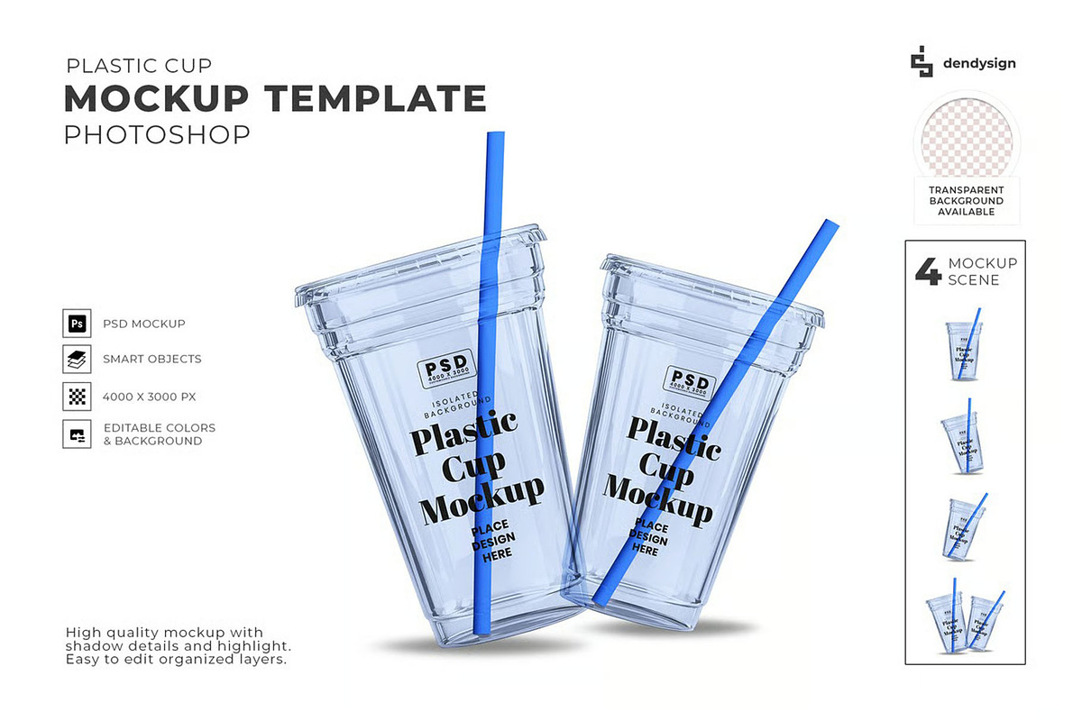 Plastic Cup with Straw Mockup, a Cups & Container Mockup by DesignRushMarket (Photo 1 of 5)
