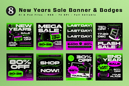 Black New Years Eve Sale Banner, an UI Kit Template by graphicook