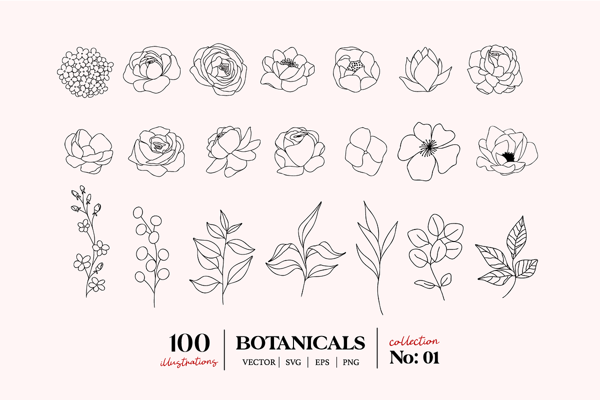 Botanical Line Art Logo Elements V1, a Texture Illustration by Kaya Fonts (Photo 7 of 19)