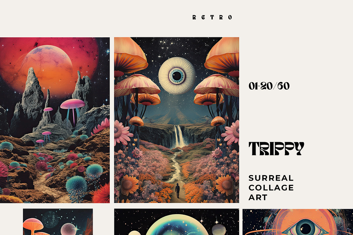 TRIPPY Retro Surreal Posters, a Decorative Illustration by Lana Elanor (Photo 4 of 8)