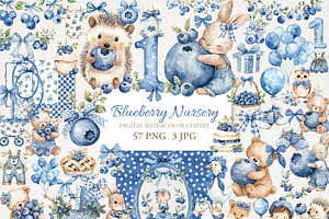 Blueberry Baby Nursery 59PNG 3JPG, an Object Illustration by EleSArtDesign