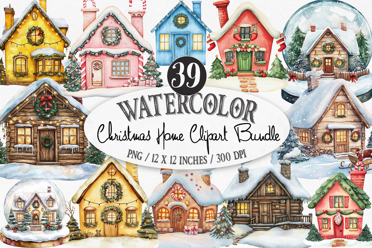 Christmas Home Clipart Bundle, an Illustration by Designking (Photo 1 of 4)