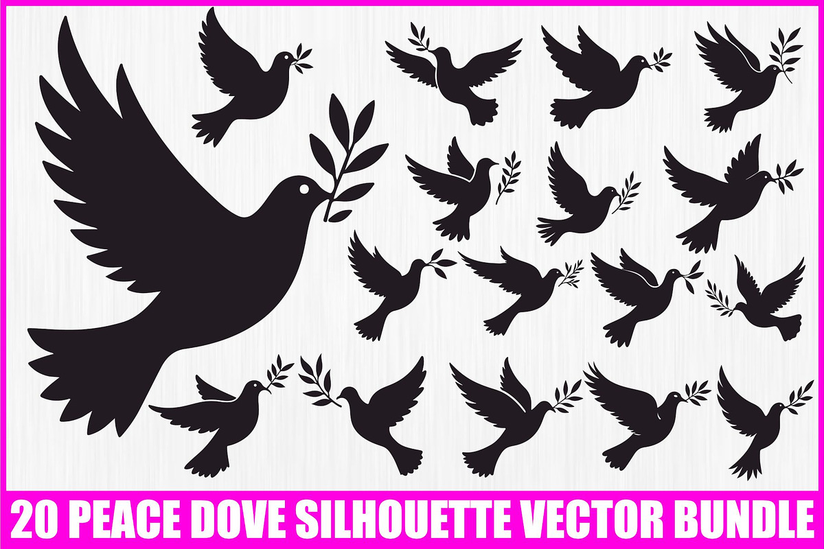 Peace Dove Silhouette Bundle, an Illustration by BIPLOB EXPERT (Photo 1 of 21)