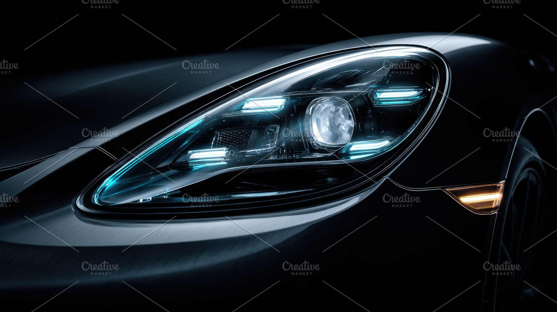 Car headlight shines at night, a Photo by Beautiful things