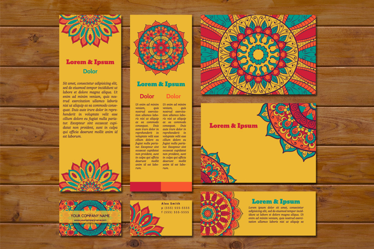 Set of cards with oriental ornament, a Business Card Template by Della_Liner