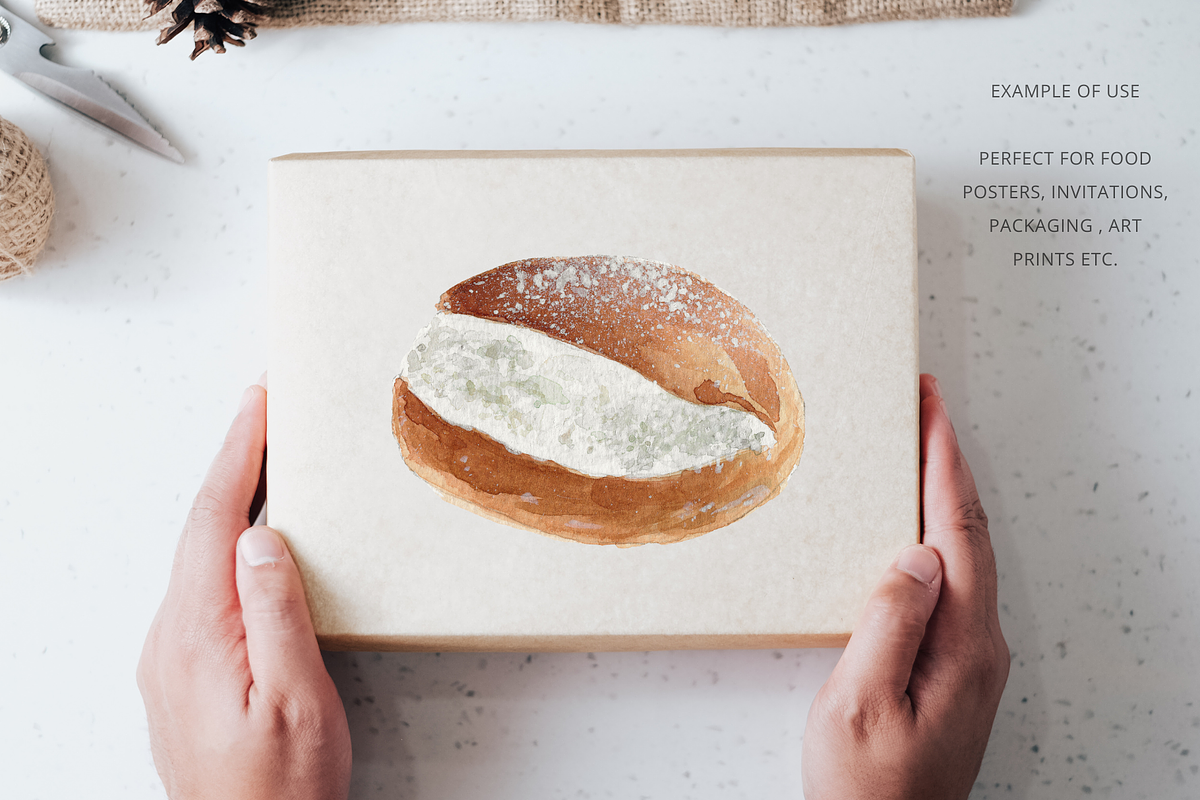 Watercolor Maritozzo italian dessert, a Food Illustration by Kolorata Art (Photo 3 of 3)