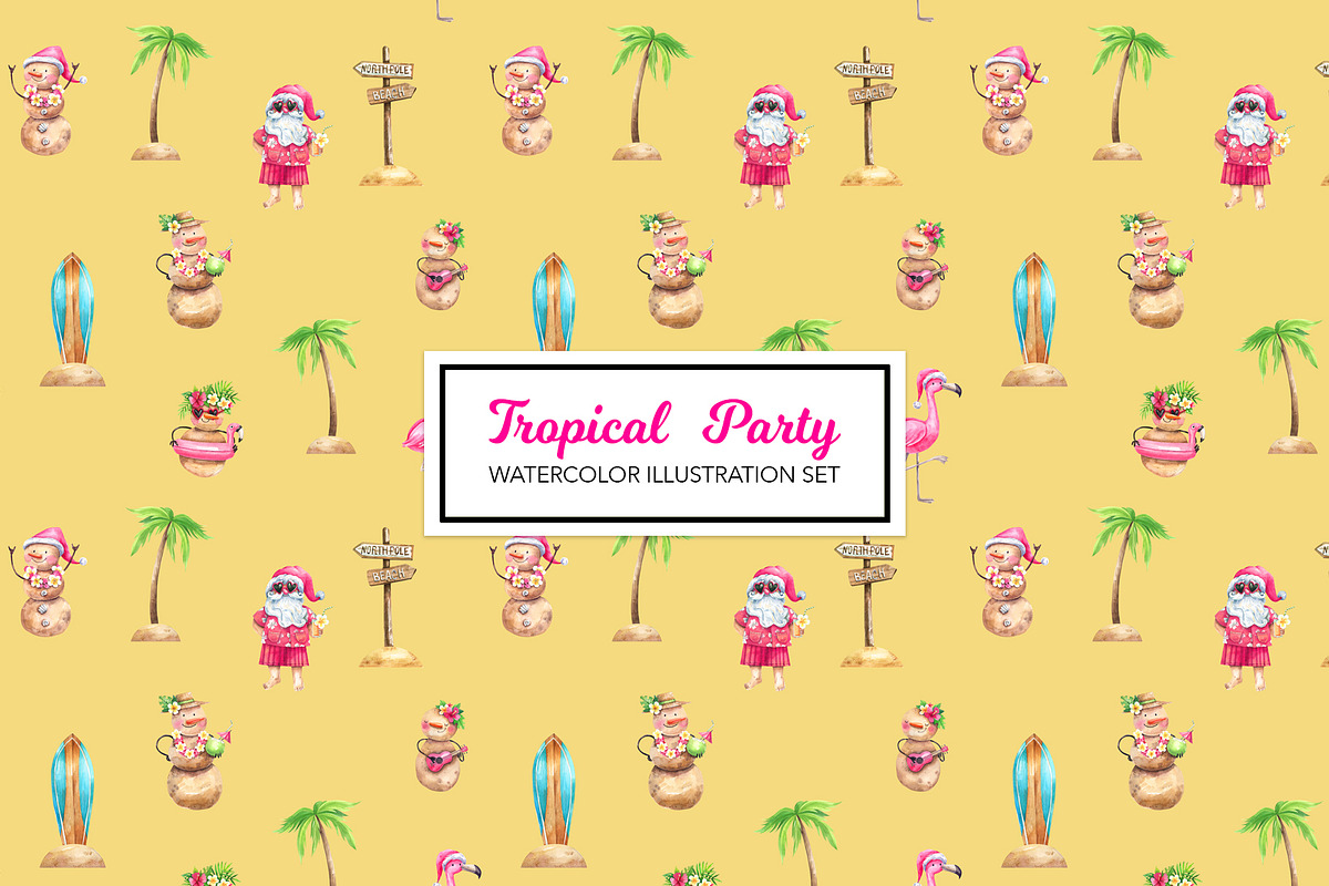 Tropical New Year Party, a Texture Illustration by Watercolor by Tonia Tkach (Photo 7 of 10)