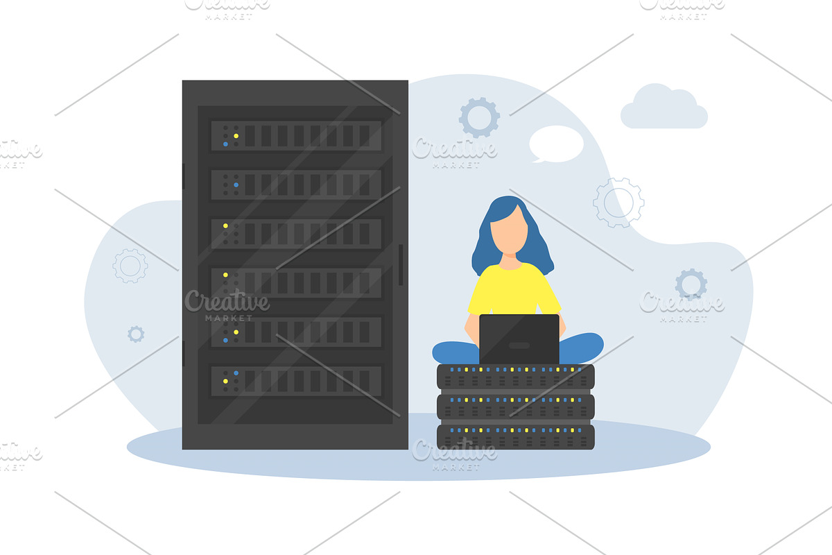 Young Woman Programmer Working with, a Technology Illustration by TopVectors