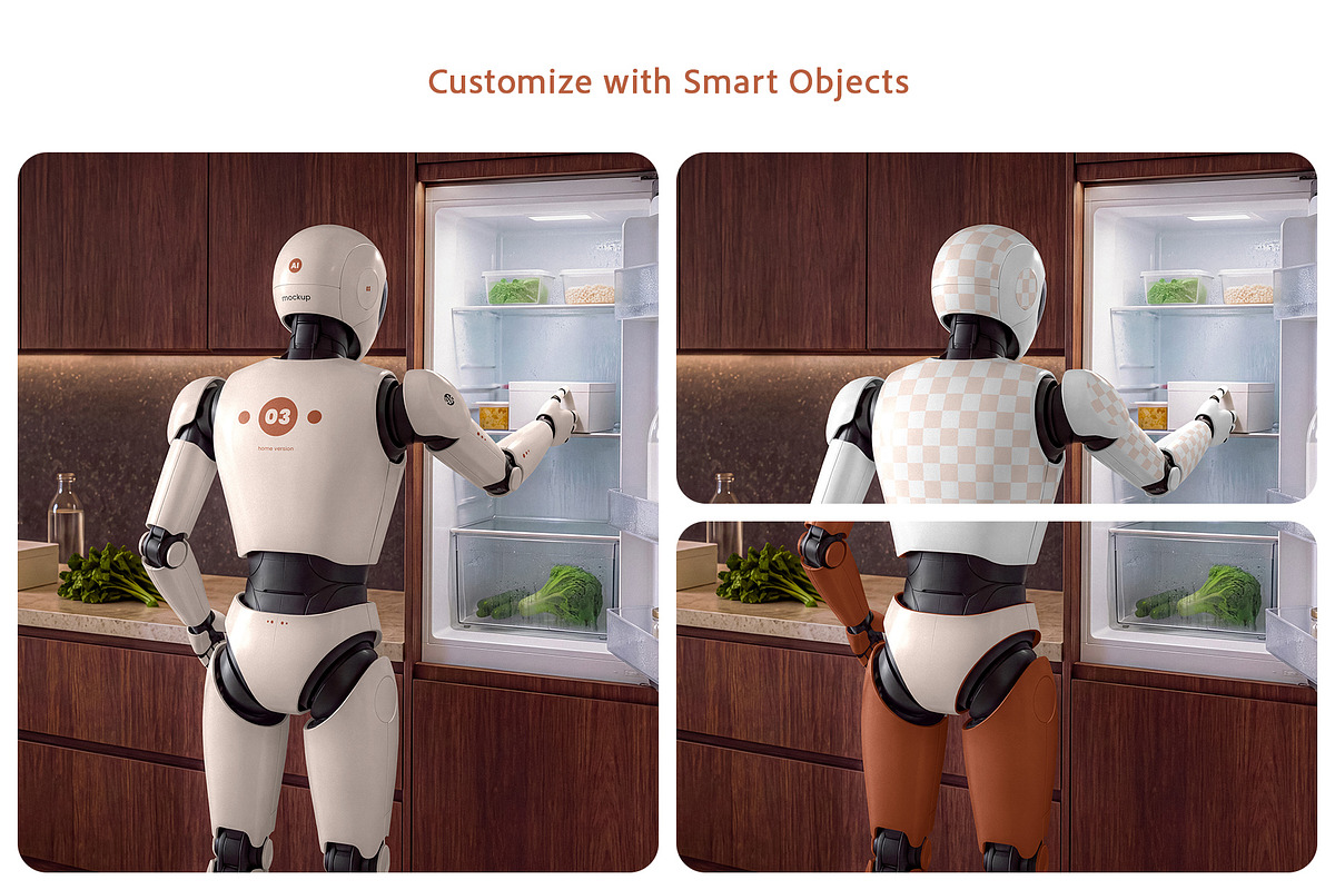 AI Humanoid Robot Branding Mockup, an Android Mockup by Country4k (Photo 3 of 4)