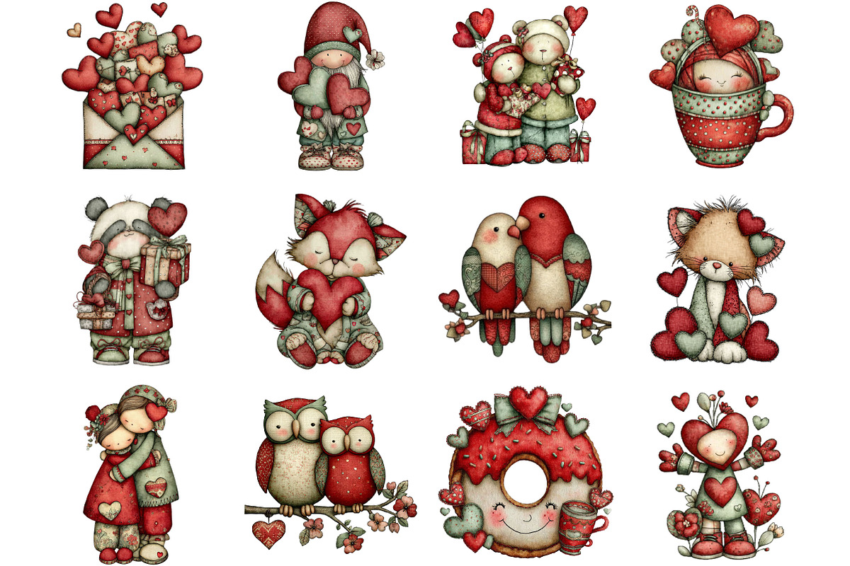 Whimsical Valentine Clipart, an Illustration by Designking (Photo 3 of 5)