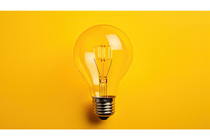 up yellow background light bulb ai, a Technology Photo by pikepicture