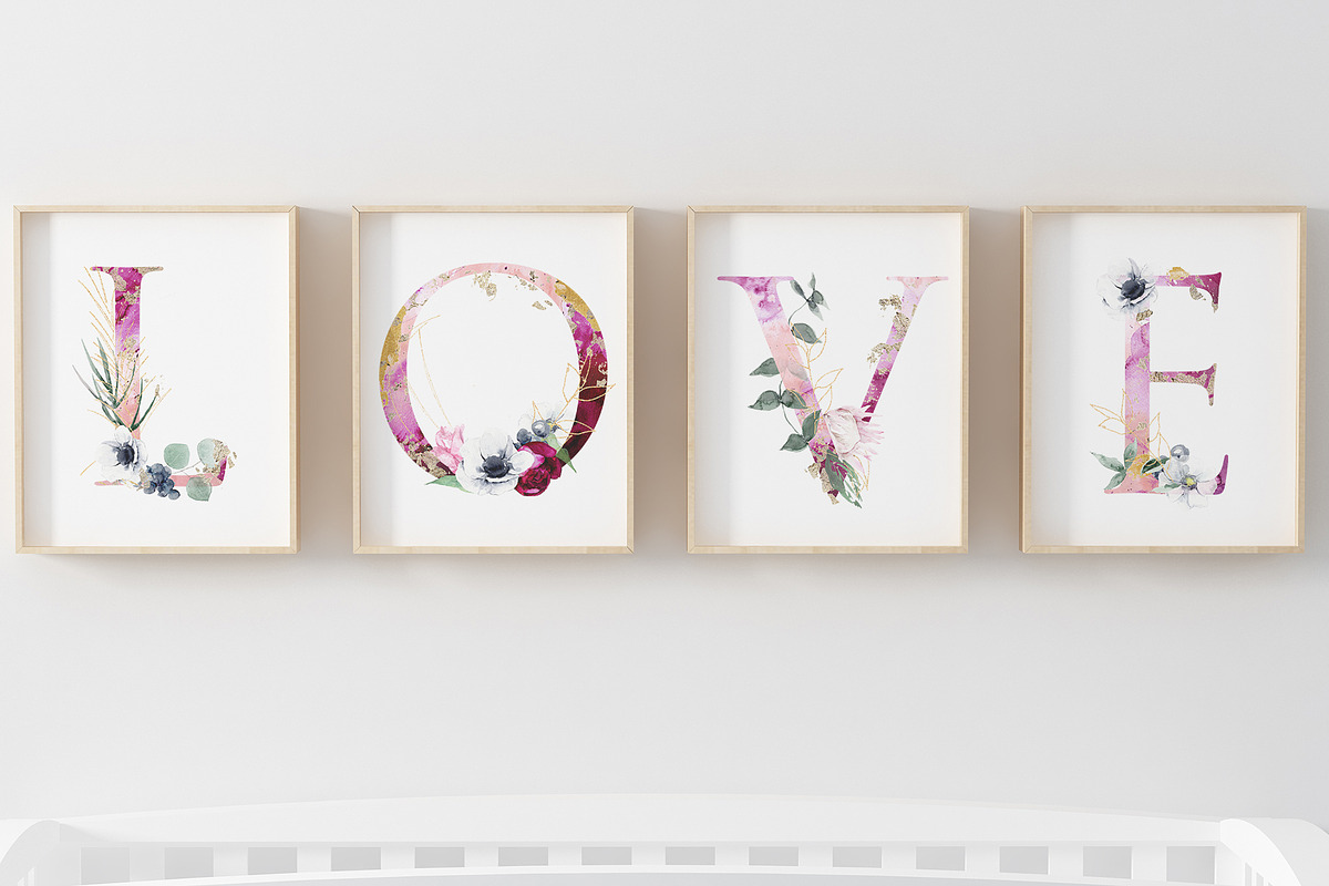 Winter Floral Alphabet Letter, a Decorative Illustration by Cacacolors Clipart (Photo 5 of 6)
