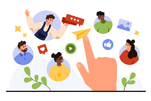 Hand Selecting Chat Message Contact, a Technology Illustration by Flashvector