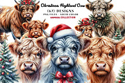 Christmas Highland Cow PNG Bundle, a Seasonal Illustration by CreationArt (Thumbnail 1 of 7)