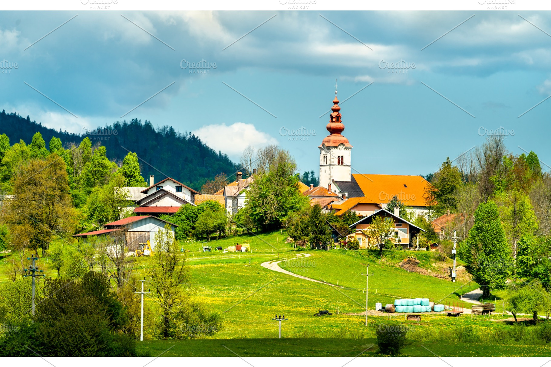 Typical slovenian church in gorice stock photo containing slovenia and church, an Architecture Photo by Leonid Andronov
