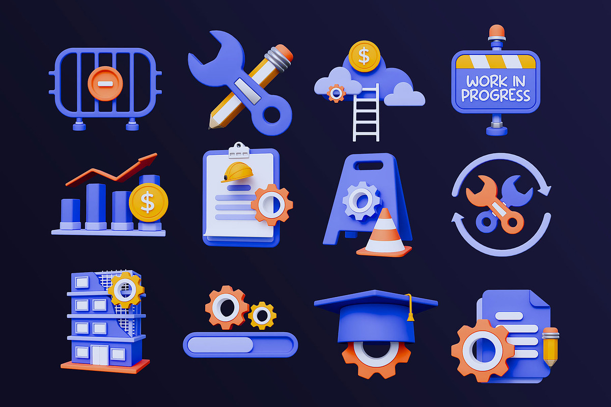 Work In Progress 3D Icon Pack #2, an Architecture 3D Model by deviapuspitasari2 (Photo 2 of 2)