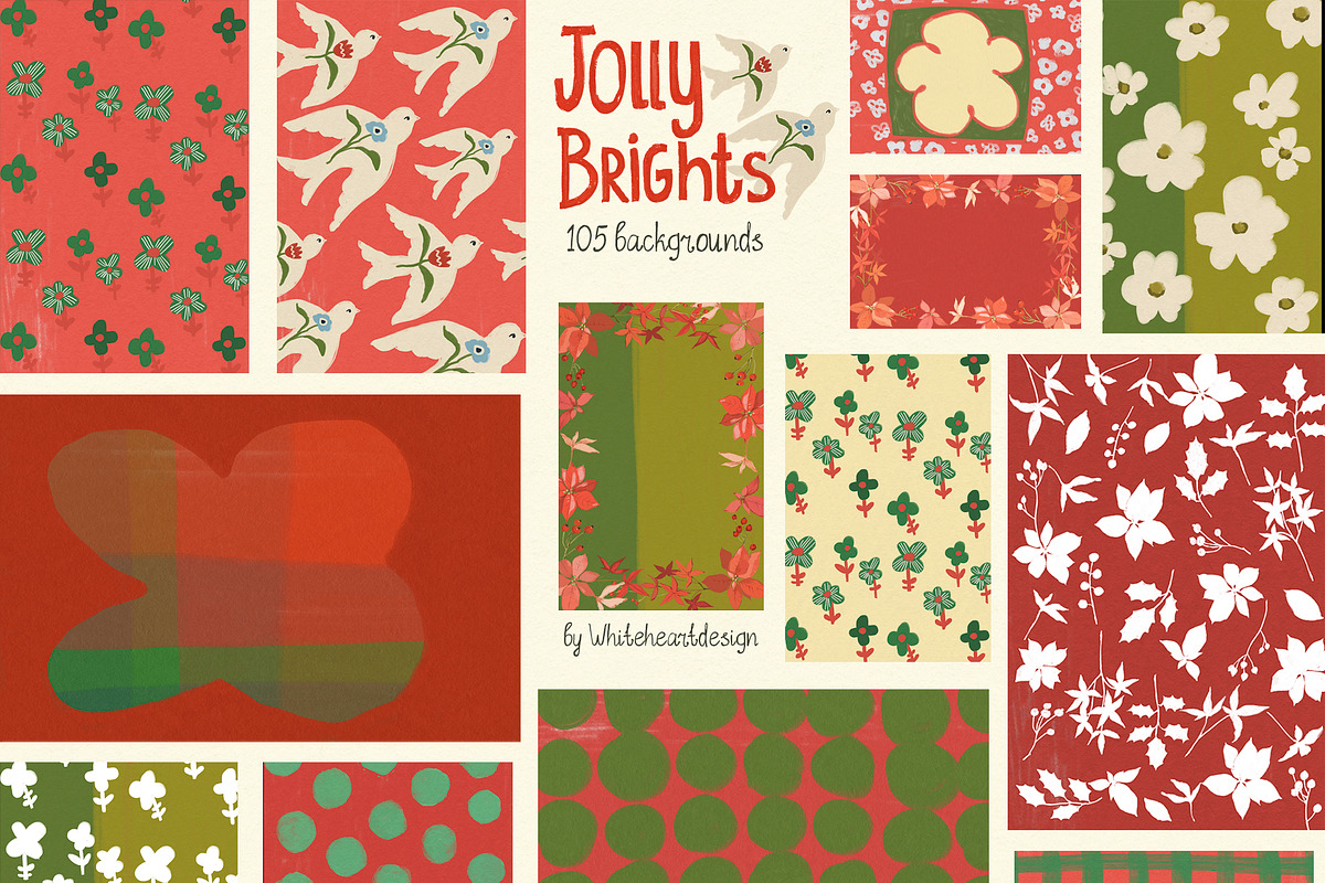 Christmas Backgrounds & Frames, a Decorative Illustration by whiteheartdesign (Photo 5 of 20)