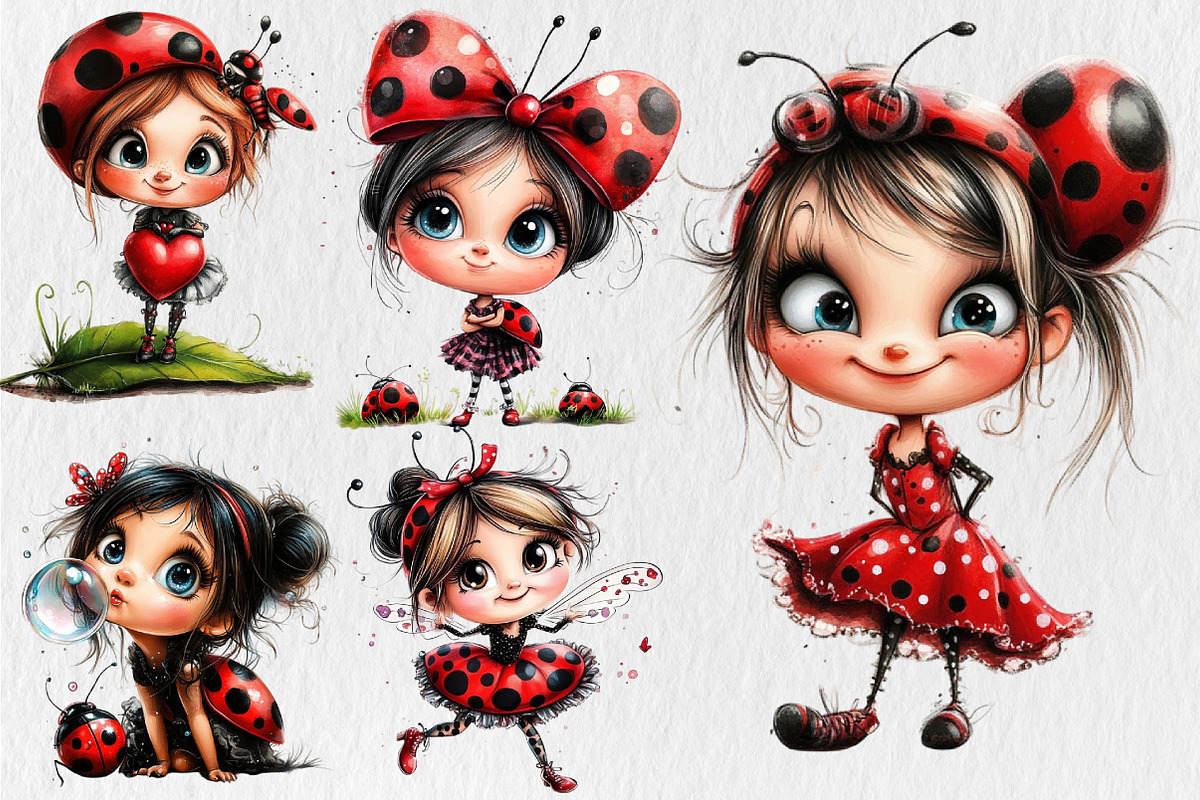 Funny Ladybug Girl Clipart, an Illustration by Rose Art (Photo 3 of 5)